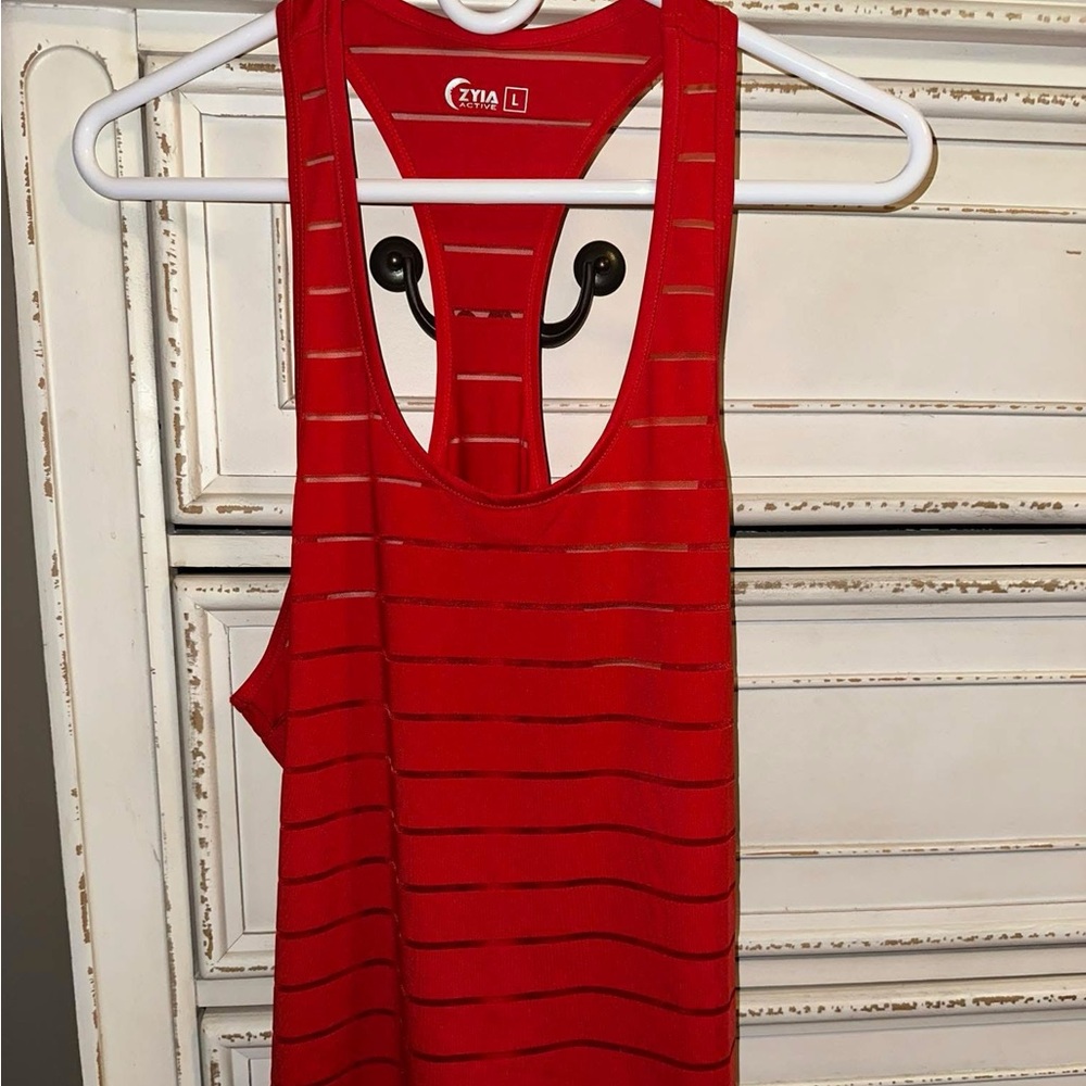 Zyia Red Striped Tank Top